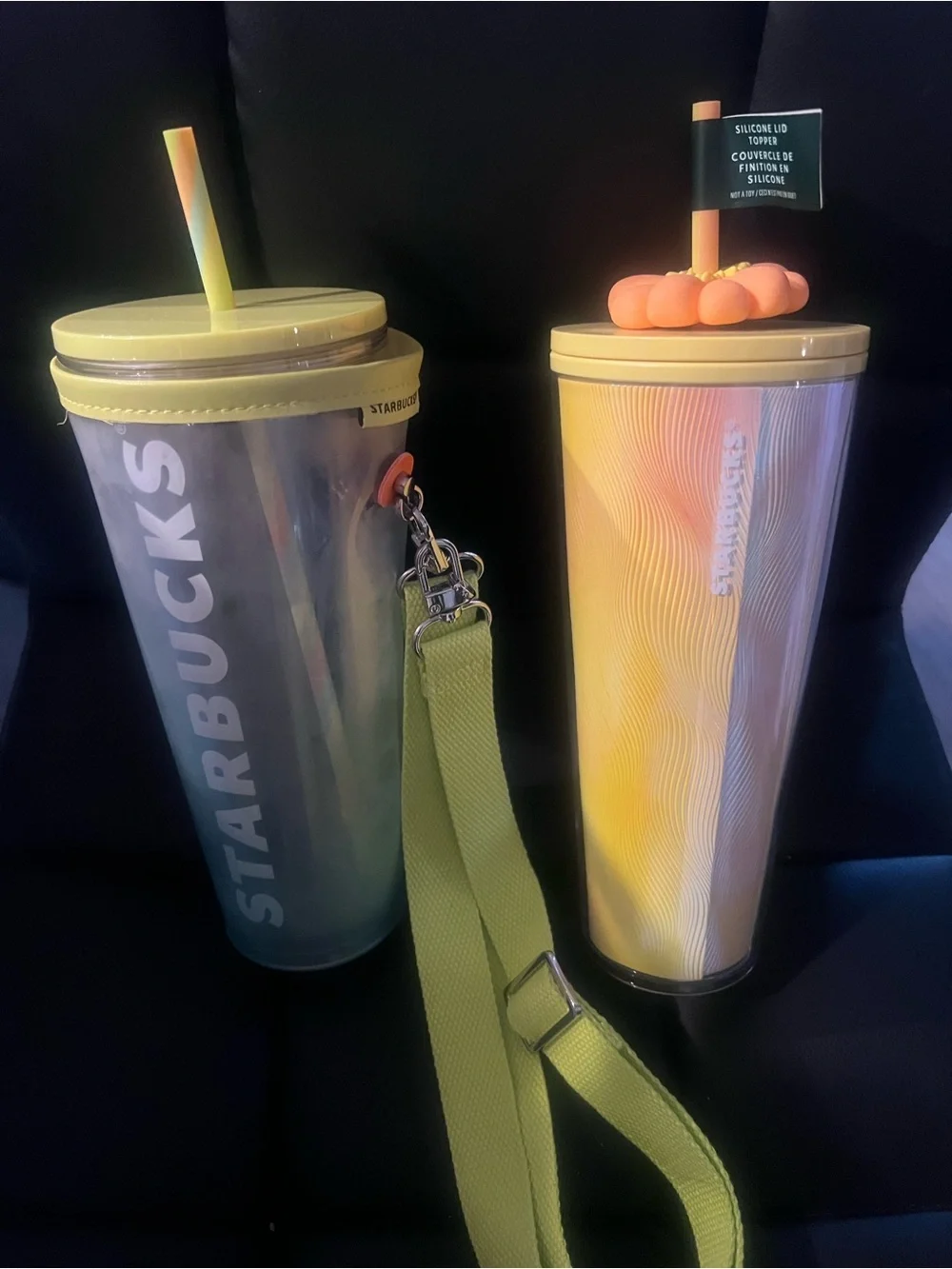 Starbucks Yellow Gradient Reusable Tumblers Set with Matching Lids and Straws
